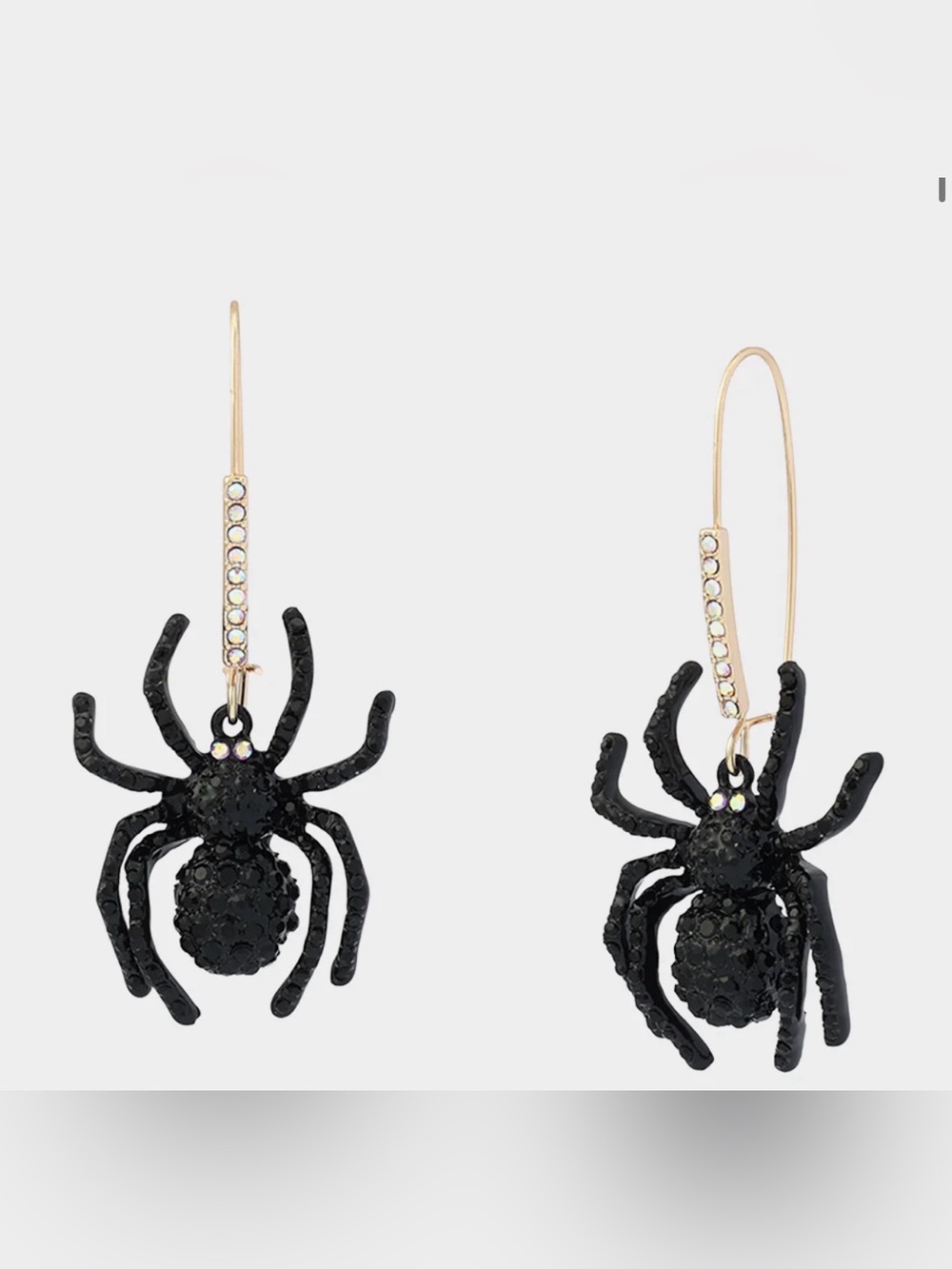 Betsey Johnson SPIDER SHEPHERD HOOK EARRING BLACK